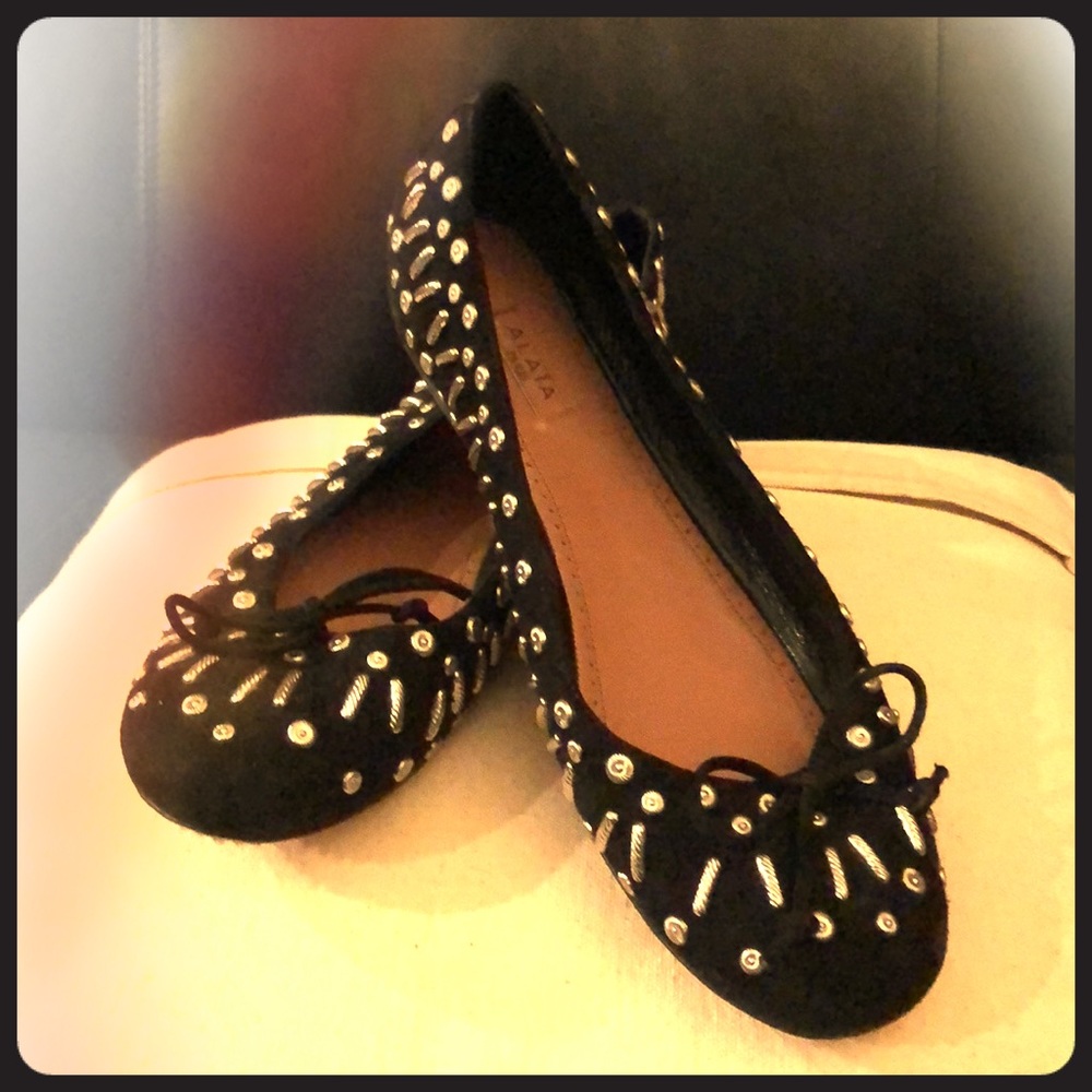 Alaia black ballerina flats with silver studs